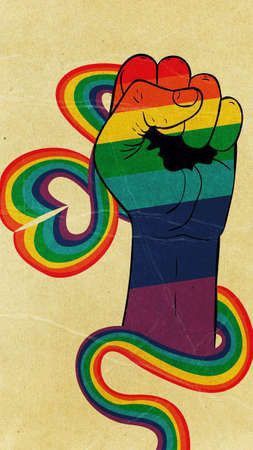 Lgbt Art Ideas, Lgbt Drawings, Lgbtq Poster, Lgbt Poster, Textured Illustration, Lgbt Wallpaper, Queer Rainbow, Clenched Fist, Feminism Art