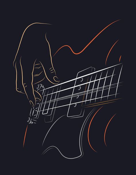 Guitar Pictures Drawing, Bass Guitar Drawing, Bass Guitar Wallpaper, Guitar Logo Design, Guitar Background, Bass Guitar Art, Retro Music Art, Guitar Wallpaper, Image Rock