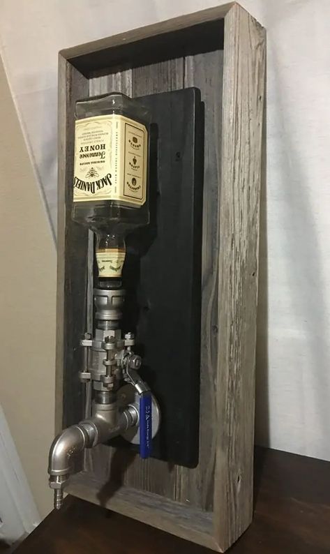 Create Your Trendy DIY Beverage Dispenser in Just 5 Simple Steps! Whisky Spender, Whiskey Dispenser, Dispenser Diy, Alcohol Dispenser, Liquor Dispenser, Colored Led Lights, Pipe Decor, Stainless Steel Fittings, Diy Holz