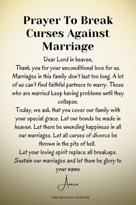 Prayer to break curses against marriage Prayers Against Spiritual Husbands, Break In Marriage, Break Generational Curses Prayer, Curse Breaking Prayers, Prayers For Lying Husband, Generational Curses Bible Verses, Prayers To Break Generational Curses, Prayer For Generational Curses, How To Break Generational Curses