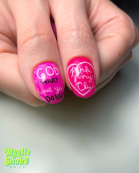 Still shots of Pink Pony Club nails from earlier this week! I had a hard time deciding which nail was my favorite but I think it’s the horse silhouette. The pics don’t do it justice, it looks more like a subtle neon sign in real life! Would absolutely looove to do more @chappellroan inspired sets so if you’re down let me know so I can draw up some more 🫠 Products used: @kokoistusa @nailthoughts clear builder base @functionofvex Gelly gem glue (textured chrome), fine print in Slip, heavy ... Pink Pony Club Nails, Club Nails, Maldives Sunset, Pearl Chrome, Pink Pony Club, Goody Two Shoes, Pony Club, Horse Silhouette, Fine Print