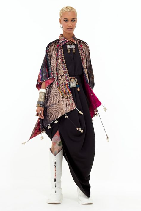 Buy Multi Color Velvet Printed And Embroidered Chevron Yama & Jacket For Women by Aseem Kapoor Online at Aza Fashions. Ethnic Jackets For Women, Bead Tassels, Velvet Embroidery, Cape Style, Custom Dress, Embroidered Collars, Draped Skirt, Velvet Color, Jacket For Women