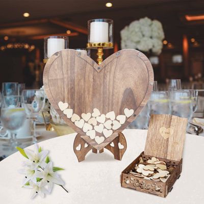 Heart shaped guestbook frame, it looks beautiful and stylish, matches your wedding theme, collects your guests’ wishes in such a unique way, having this for good memories. The package comes with 3 pcs large and 88 pcs small wood hearts, your friends can write well wishes and their names on and drop them through the slot at the top of the frame, the wishes displayed nicely. The whole set are constructed from paulownia wood material, which remains durable and sturdy for use, no odour, giving an an Wooden Hearts Wedding, Party Guest Book, Renew Vows, Book Transparent, Sweetheart Table Decor, Future Planning, Waterfall Wedding, Paulownia Wood, Book And Frame