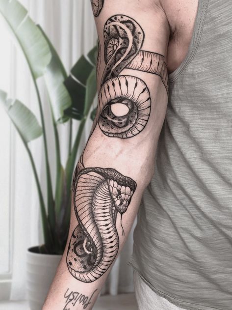 - Michele Costante Snake Around Arm Tattoo, Black Snake Tattoo, Around Arm Tattoo, Cobra Tattoo, Dragon Tattoos For Men, Rabbit Tattoo, Full Arm Tattoos, Snake Tattoo Design, Greek Tattoos