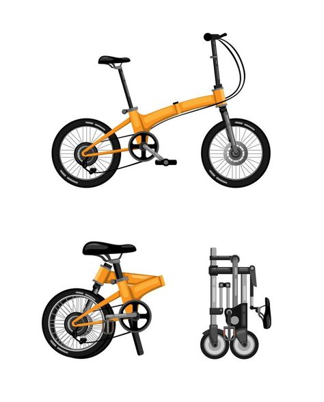 Folding bike, foldable bicycle symbol icon set concept in cartoon realistic illustration vector on white background Bicycle Illustration, Foldable Bicycle, Bike Drawing, Realistic Illustration, Folding Bicycle, Background Background, Folding Bike, Background White, Vector Clipart