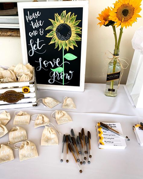 #letlovegrow #sunflowers #seeds #sunflowerseeds #favor #weddingfavors #bridal #bridalshower #bridalshowerfavors #shower #wedding #partyplanning Sunflower Bridal Shower Ideas, Outdoor Bridal Showers, Sunflower Party, Let Love Grow, Wedding Shower Themes, Sunflower Themed Wedding, Sunflower Bridal Shower, Bride Shower, Shower Themes