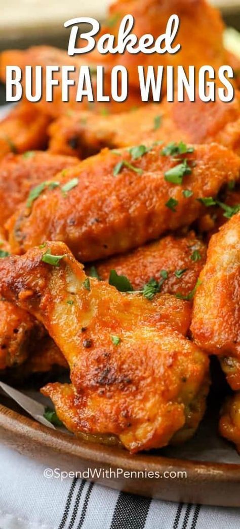 Baked Buffalo Wings Wings Recipe Oven, Chicken Wings Recipe Oven, Game Day Treats, Wings Recipe Baked, Baked Buffalo Wings, Hot Wing Recipe, Wings Recipe Buffalo, Chicken Wing Recipes Baked, Baked Wings