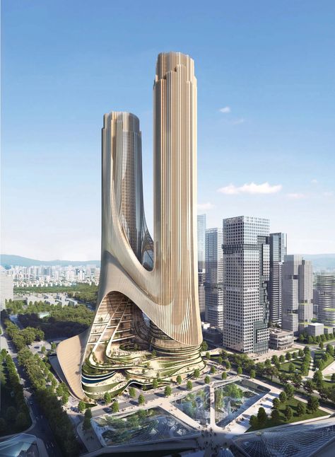 Architecture Cool, Vertical City, Zaha Hadid Architecture, Tall Buildings, Skyscraper Architecture, Architectural Visualization, Zaha Hadid Architects, Unique Architecture, Futuristic City