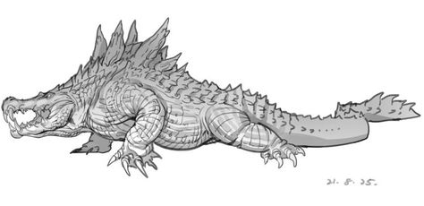 Crocodile Illustration, Mythical Creature Art, Predator Alien Art, Kaiju Design, Creature Artwork, Kaiju Art, Fantasy Beasts, Kaiju Monsters, Alien Concept Art