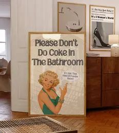 Trendy Please Don't Do Coke In The Bathroom Wall Print, Funny Bathroom Art, College Wall Decor, Bathroom Print, Retro Poster No Frame Dorm Mirror, Girly Bathroom Decor, College Prints, College Wall Decor, Girly Bathroom, College Walls, Wall Decor Bathroom, State Wall Art, College Room Decor