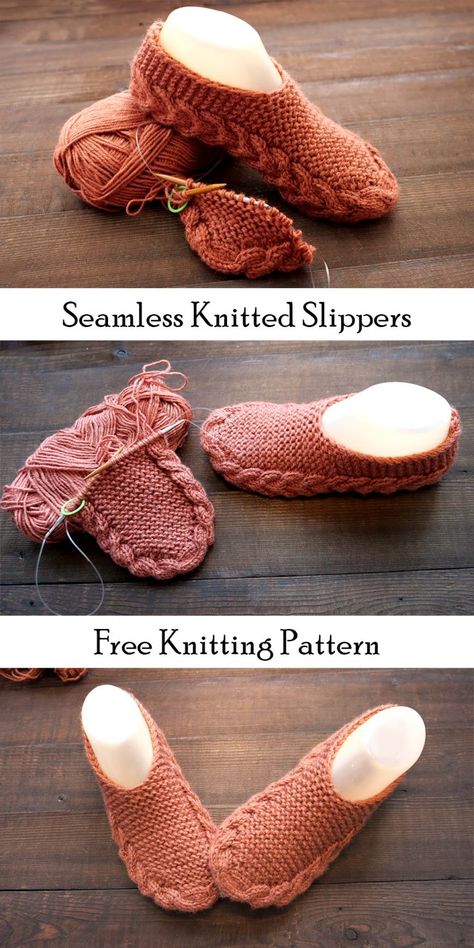 Seamless Slippers Free Knitting Pattern Knitted Socks Free Pattern, Knit Slippers Free Pattern, Learning Video, Knit Slippers, Knitted Slippers Pattern, Baby Booties Knitting Pattern, Knitting Patterns Free Scarf, Crochet Slipper Pattern, Dishcloth Knitting Patterns