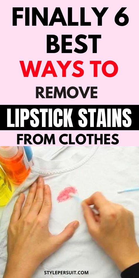 Lipstick Stain Removal Guide: How to Get Lipstick Out of Clothes & Carpet Remove Lipstick From Clothes, Removing Lipstick Stains, Lipstick Remover, Homemade Laundry Detergent Liquid, Diy Stain Remover, Stain Removal Guide, Hacks For Kids, Laundry Stain Remover, Stain On Clothes