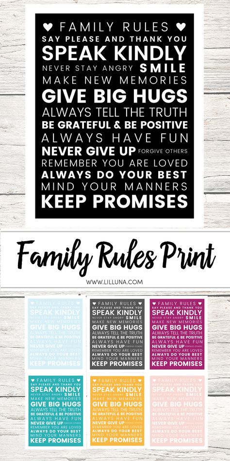 Family Rules Printable, House Rules Sign, Kids Cell Phone, Family Rules Sign, Family Motto, Family Rules, House Rules, Family Values, Free Family