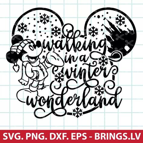 Walking in a Winter Wonderland Inspired by Mickey Mouse SVG Svg Free Files For Cricut Shirts, Embroidery Svg, Mickey Mouse Christmas Tree, Cricut Disney, Mickey Mouse Svg, Cricut Decals, Walking In A Winter Wonderland, Mickey Svg, Htv Projects