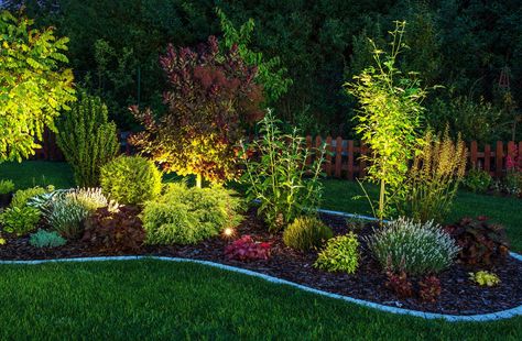 Midwest Landscaping, Garden At Night, Landscape Lighting Design, Pool Landscape, Outdoor Garden Lighting, Desain Lanskap, Outdoor Landscape Lighting, Backyard Lighting, Landscaping Tips