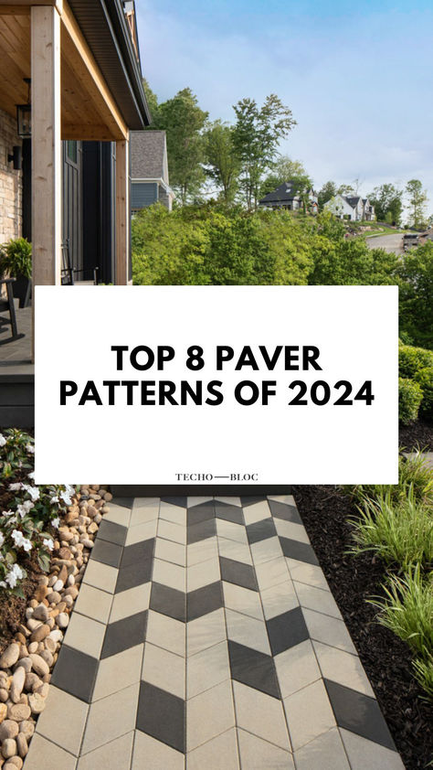 Looking for backyard inspiration? You've come to the right place! Discover the top 8 paver patterns that will transform our outdoor space! Paving Patterns Outdoor, Pavers Against House, Modern Patio Pavers, Black Pavers Patio, Patio Tiles Ideas, Paver Designs Patterns, Backyard Paver Ideas, Large Paver Patio, Modern Pavers