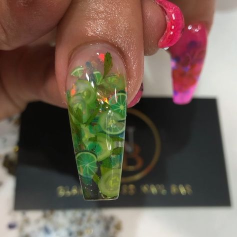 #mojitonails Can I get a Mojito lemonade strawberry and fruit cocktail please 🍓 🍋🍊🍎🍋🥒🍋🌿🍓🍎🍉🍊🍋🍐🍉🍉🍐🍎🍎🍊🍑😍 I’m in love of this set for my… Lemonade Strawberry, Reflective Nails, Toe Polish, Wow Nails, Fruit Cocktail, Celebrity Nails, Daily Nail, Fruit Cocktails, Nail Bar