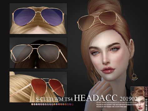 sims 4 cc // custom content accessories // The Sims Resource // #sims4 #sims4cc // S-Club ts4 WM Headacc 201902 Sunglasses On Head, Sims Accessories, Sims 4 Piercings, Y2k Graphic Tees, The Sims 4 Packs, 4 Characters, Sims Games, The Sims 4 Download, Sims 4 Downloads