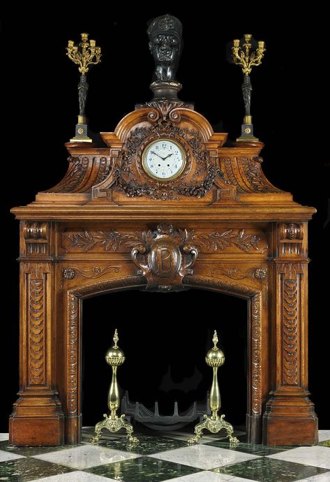 Baroque Fireplace, Woodshop Inspiration, Historical Furniture, Winter Fireplace, Antique Fireplace Mantels, The Olive Branch, Victoria House, Vintage Fireplace, Victorian Fireplace