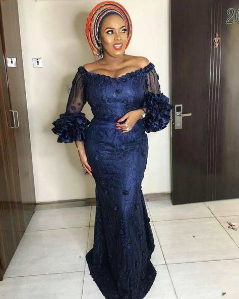 2018 Aso Ebi Styles ; Chic Styles for Party Guests Aso Ebi Lace Styles 2023 Long Gown, Lace Long Gown Styles Aso Ebi, Latest Lace Gown Styles Aso Ebi, Off Shoulder Lace Gown, Elegant Asoebi Styles, Lace Gown Styles Aso Ebi, Aso Ebi Style, Aso Ebi Lace Styles, Nigerian Lace Styles