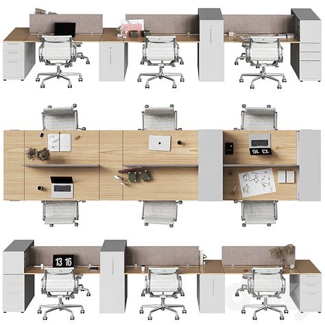 office set - Office furniture - 3D Models - 3DSKY Office Table Top View, Office Top View, Desk Top View, Photoshop Rendering, Office Top, Desk Plans, Office Plan, Kids Office, Library Furniture