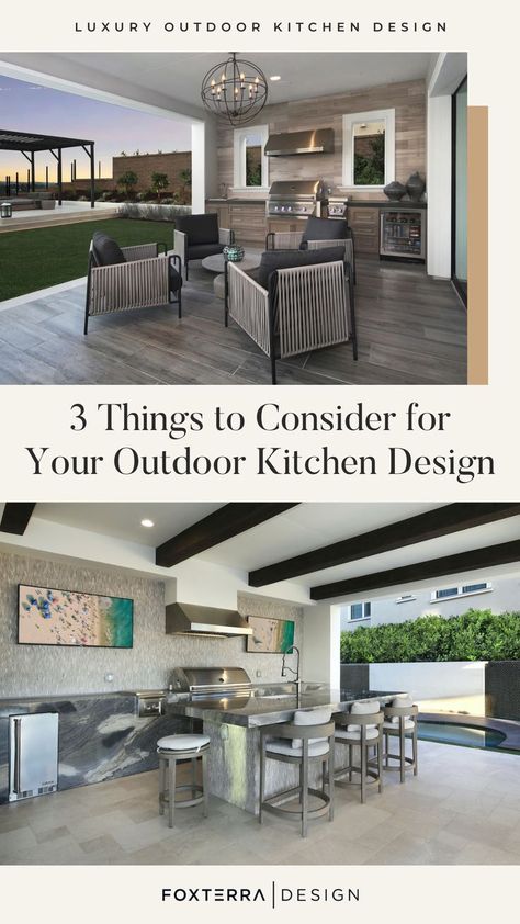 Planning on designing your dream outdoor kitchen & not sure where to start?  Here are 3 things to consider when it comes to your outdoor kitchen design.  Ready to make your outdoor kitchen dream come true?  Book a design consultation! luxury outdoor kitchen design, modern outdoor kitchen ideas, contemporary outdoor kitchen, outside kitchen ideas outdoor spaces, outdoor patio & kitchen design,  luxury outdoor designs, luxury backyard designs, california backyard designers Outdoor Lanai Kitchen Ideas, Galley Outdoor Kitchen, Lanai Kitchen, Backyard Kitchen Ideas, Kitchens Modern, Luxury Outdoor Kitchen, Outdoor Kitchen Design Modern, Built In Wine Cooler, California Backyard