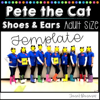 This product includes: Ear templateShoe Template How To instructionsPictures along the wayTips and Tricks PDF formatThese templates are perfect for literacy character dress up days, Halloween Costumes and much more! Become Pete the Cat!*Please check all printer settings, size adjusting may need to t... Pete The Cat Dress Up, Pete The Cat Teacher Costume, Pete The Cat Costume Diy Teacher, Pete The Cat Shoes, Pete The Cat Costume, Dress Up Days, Cat Costume Diy, Book Character Day, Shoe Template