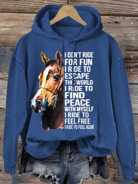 Western Style Cotton-Blend Hoodie Casual Country Outfits, Glitch In The Matrix, Horse Hoodies, Western Wear Outfits, Cute Country Outfits, Retro Swimsuit, Horse Quotes, Cute Horses, Clothes Horse