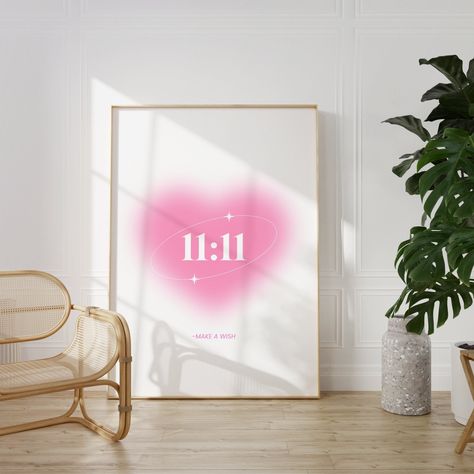 Angel Number Poster, Number Wall Art, Spiritual Poster, Uni Room, Gradient Print, Art Spiritual, Number Wall, Number Poster, Wall Art Pink