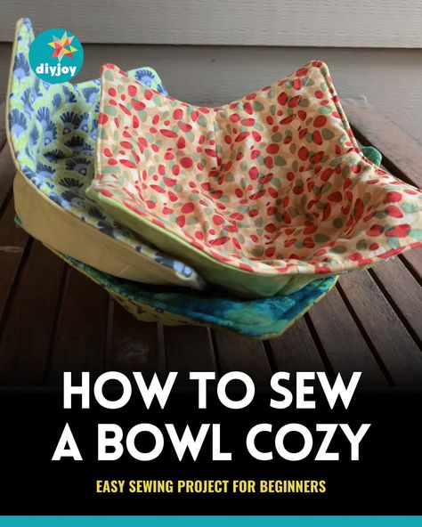 Easy Microwave Bowl Cozy Sewing Tutorial Microwave Cozies Pattern, Hot Bowl Cozy Pattern, Bowl Warmer Free Pattern, Microwave Bowl Holder Pattern Free, Bowl Coozie Pattern, Sew Bowl Cozy, Easy Bowl Cozy Pattern Free, Bowl Cozies Free Pattern, Microwave Bowl Cozy Pattern Free