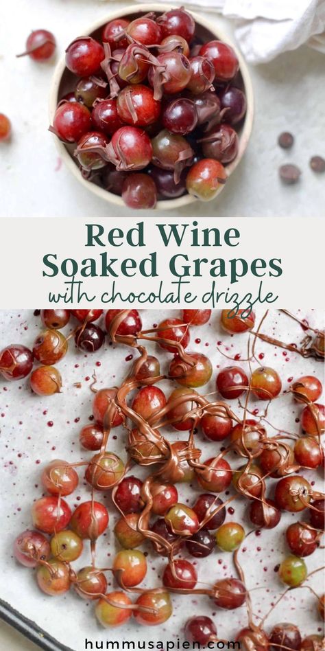 Chocolate drizzled grapes soaked in wine are the perfect easy appetizer for a party or gathering! This gluten free snack is refreshing, simple to make, and so delicious. Grape Dessert Recipes, Grape Dessert, Grape Salad Recipe, Low Sugar Snacks, Make Ahead Appetizers, Grape Recipes, Grape Salad, Healthy Appetizer Recipes, Chocolate Drizzle