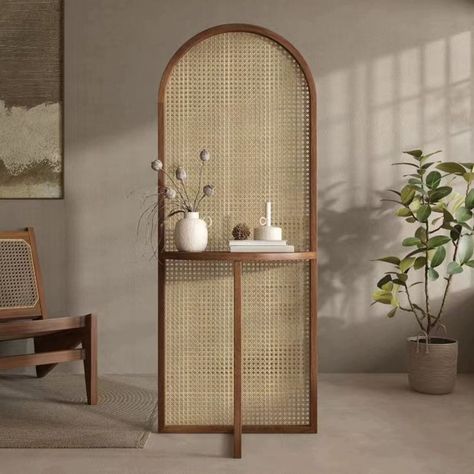 Single Panel Natural Ash Wood Shoji Screen Room Divider for Asian-Inspired Décor - Arc Arc Partition Design, Bedroom Screen Divider, Rattan Partition, Rattan Screen, Shoji Screen Room Divider, Partition Living Room, Bedroom Screens, Japanese Room Divider, Asian Inspired Decor