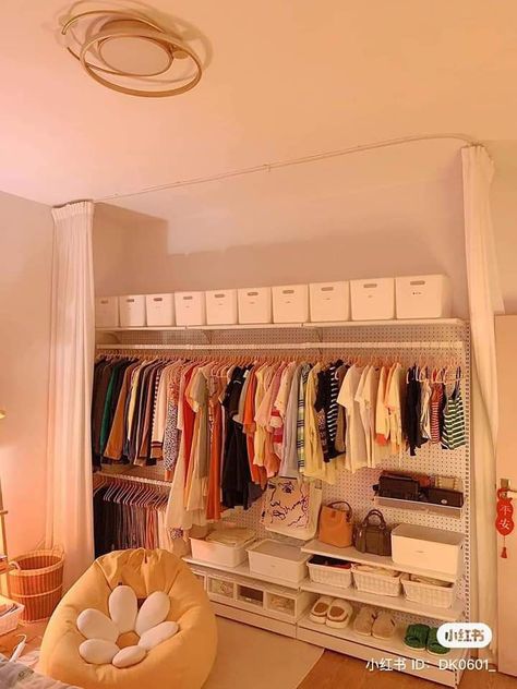 Korean Closet Room, Lemari Aesthetic, Hauga Wardrobe, Small Bedroom Style, Small Room Makeover, Wardrobe Room, Small Room Design, Cute Bedroom Decor, Redecorate Bedroom