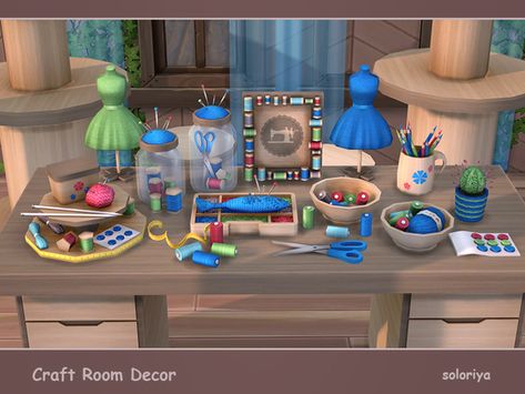 soloriya's Craft Room Decor Sims 4 Clutter Cc Kitchen, Sims 4 Skills, Around The Sims 4, Room Clutter, Furniture Cc, Sims 4 Kitchen, Sims 4 Clutter, Sims 4 Mm Cc, Sims Ideas