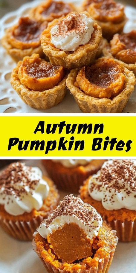 Mini Pumpkin Pies with a Twist - Bite-sized treats perfect for autumn gatherings. Creamy pumpkin filling in a flaky crust, spiced just right. A delicious fall indulgence that's easy to make. Serve with whipped cream and a sprinkle of cinnamon for a sweet dessert. #MiniPumpkinPies #FallDesserts #PumpkinSpice #AutumnBaking #EasyRecipes Pumpkin Bites, Pumpkin Filling, Mini Pumpkin Pies, Pie Bites, Pumpkin Pies, Flaky Crust, Mini Pumpkins, Fall Baking, Fall Desserts