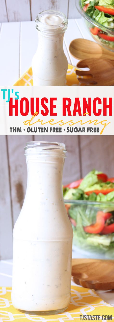 House Ranch Dressing, Detox Grocery List, Trim Healthy Mama Meal Plan, Gluten Free Ranch Dressing, Sugar Free Dressing, Low Carb Salad Dressing, Trim Healthy Mama Recipe, Trim Healthy Recipes, Creamy Ranch Dressing