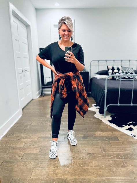 ways to style the best vans sneakers with leggings && a flannel 🖤🤍 flannel - old but linked similar tshirt - aerie leggings - aerie | of course 🖤 sneakers - vans Follow my shop @lifeofmrszwk on the @shop.LTK app to shop this post and get my exclusive app-only content! #liketkit #LTKstyletip #LTKshoecrush #LTKunder100 @shop.ltk Sneakers With Leggings, Flannel And Leggings, Best Vans, Aerie Leggings, Sneakers Vans, High Top Vans, Vans Shop, Vans Sneakers, High Top