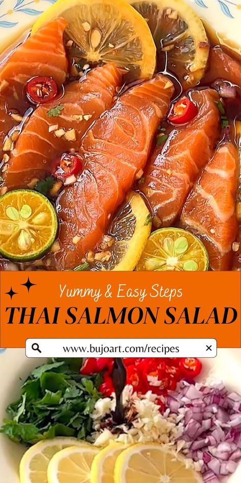 🍣 Fresh flavors meet vibrant colors in this mouthwatering Thai Salmon Salad. Bite into the perfect blend of juicy salmon, crisp veggies, and zesty dressing. 🥗✨ #ThaiSalmonSalad #FreshFlavors #FoodieDelight Thai Salmon Salad Recipes, Thai Salmon Salad, Thai Salmon, Salmon Salad Recipes, Salmon Salad, Menu Ideas, Vibrant Colors, Salad, The Creator