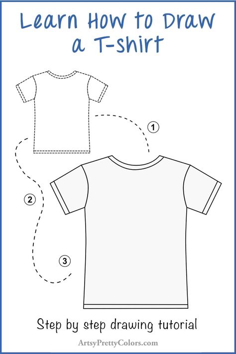 A tutorial for drawing a shirt in six simple steps. This step by step guide will show you the easy way to draw this favorite item of clothing. Tutorial For Drawing, How To Draw Steps, Shirt Drawing, Basic Drawing, Drawing Tutorial Easy, Guided Drawing, Basic Shapes, Drawing Clothes, Drawing Lessons