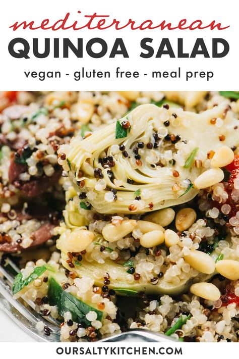 Meal Prep Mediterranean, Mediterranean Appetizers, Gluten Free Meal Prep, Flexitarian Recipes, Greek Quinoa Salad, Mediterranean Quinoa, Easy Quinoa, Vegetarian Quinoa, Mediterranean Quinoa Salad