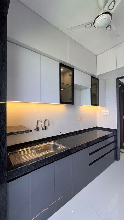 Modern & Modular Kitchen Designs ~ Trending & Latest Modular Kitchen Ideas ~ Home Decorating Ideas Kitchen Mica Designs, Two Colour Kitchen Units, Small Kitchen Modular Design, Mica Design, Kitchen Exterior, Modern Kitchen Tiles, Easy Home Upgrades, Kitchen Wardrobe Design, Kitchen Colours