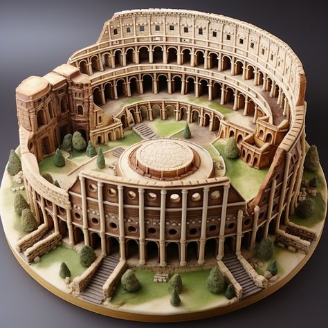 Colosseum Model, Building Cake, Cool Room Designs, Cake Show, Amazing Food Decoration, Amazing Food Art, Cardboard Art, Cake Lover, Food Decoration