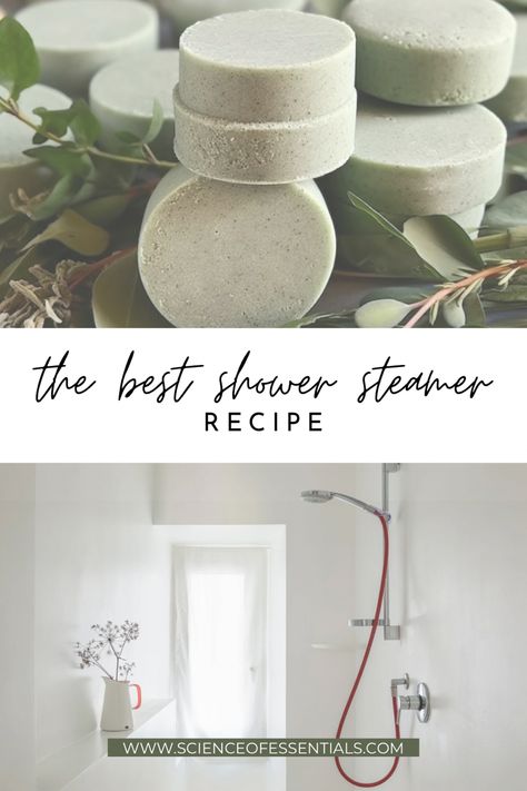 Aromatherapy Shower Steamer Recipe, Science of Essentials, blog, essential oil DIY Best Shower Steamer Recipe, Shower Steamer Gift Ideas, Diy Lavender Shower Steamers, Diy Shower Steamers For Cold, Vicks Shower Steamers Diy, Diy Eucalyptus Shower Steamers, Shower Steamers Packaging Ideas, Bath Steamers Diy, Easy Shower Steamers Diy