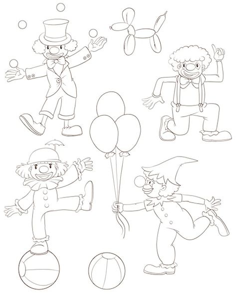 Free vector plain sketches of the playfu... | Free Vector #Freepik #freevector #clown #juggling #juggler #artwork-design Clown Juggling, Clown Drawing, Clown Art, Juggling, Playing Guitar, Artwork Design, Graphic Resources, Banners, Carnival