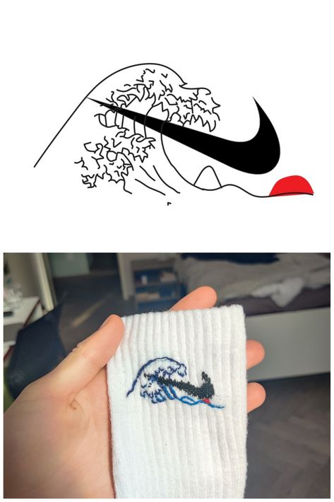 Embroidered Nike Socks Christmas, Socks Embroidery Diy, Embroidery Nike Socks, Embroidery Socks Ideas, Nike Sock Embroidery, Sock Embroidery Ideas, Embroidered Socks Diy, Nike Socks Embroidery, Embroidery On Socks