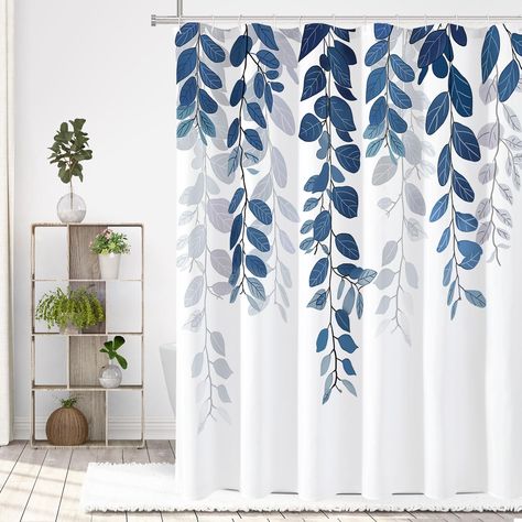 PRICES MAY VARY. 【Unique Design】The leaves pattern shower curtain creates a natural atmosphere and brings vitality to your bathroom. Drapes beautifully for a clean, fresh look in your bathroom. 【HD Digital Printing】Use state-of-the-art digital printing technology that allows vibrant colors and clear images to be preserved, no smell, no fading. Complete any RV, camper, gym, spa, condo, hotel, home or dorm shower with this versatile botanical shower curtain. 【Waterproof】The shower curtain is made Lavender Shower Curtain, Wash Shower Curtain, Gray Shower Curtain, Botanical Shower Curtain, Blue Eucalyptus, Long Shower Curtains, Blue Shower Curtains, Bath Curtain, White Shower Curtain