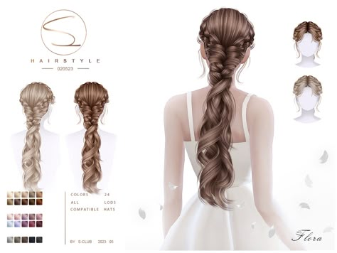 The Sims Resource - Elegant curly braid (Flora) 020523 Sims 4 Cc Queen Hair, Sims 4 Fancy Hair, Sims 4 Cc Patreon Hair Braids, Sims 4 French Braids, Braid Sims 4 Cc, Sims 4 Braided Hair, Sims 4 Braided Hair Cc, Sims 4 Cc Hair Braids, Sims 4 Cc Braids