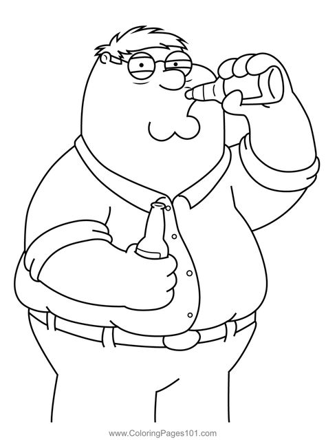 Peter Griffin Drinking Family Guy Coloring Page Family Guy Drawing Funny, Family Guy Frat Cooler, Drake Coloring Pages, Family Guy Tattoo Design, Family Guy Coloring Pages, The Simpsons Coloring Pages, Peter Griffin Tattoo, Peter Griffin Drawing, Stewie Drawing