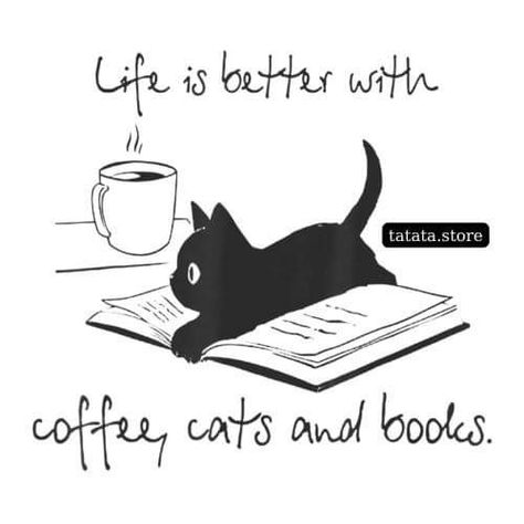 Black Cat Pictures, Books Svg, Cats And Books, Cat Art Illustration, Consciousness Art, Cat Svg, Cat Reading, Cat Comics, Mug Tumbler