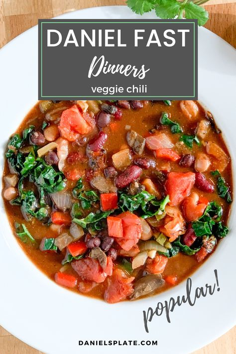 Daniel Fast Chili Crock Pot, Daniel Fast Chili Recipe, Fasting Biblical, Daniel Fast Recipes Dinner, Daniel Fast Soups Slow Cooker, Daniels Fast Recipes, Fast Chili Recipe, Daniel Fast Mushroom Soup, Vegetable Soup Daniel Fast